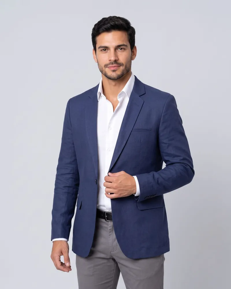 Blazer Masculino Slim em Linho Azul Marinho na LF Ternos