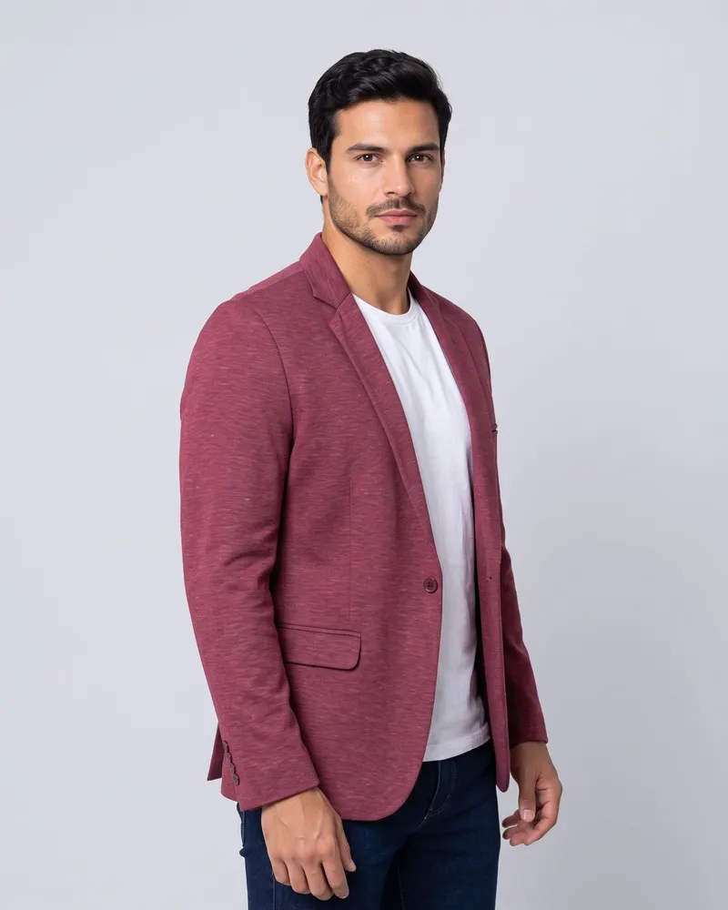 Blazer Masculino Slim em Malha Bordô na LF Ternos