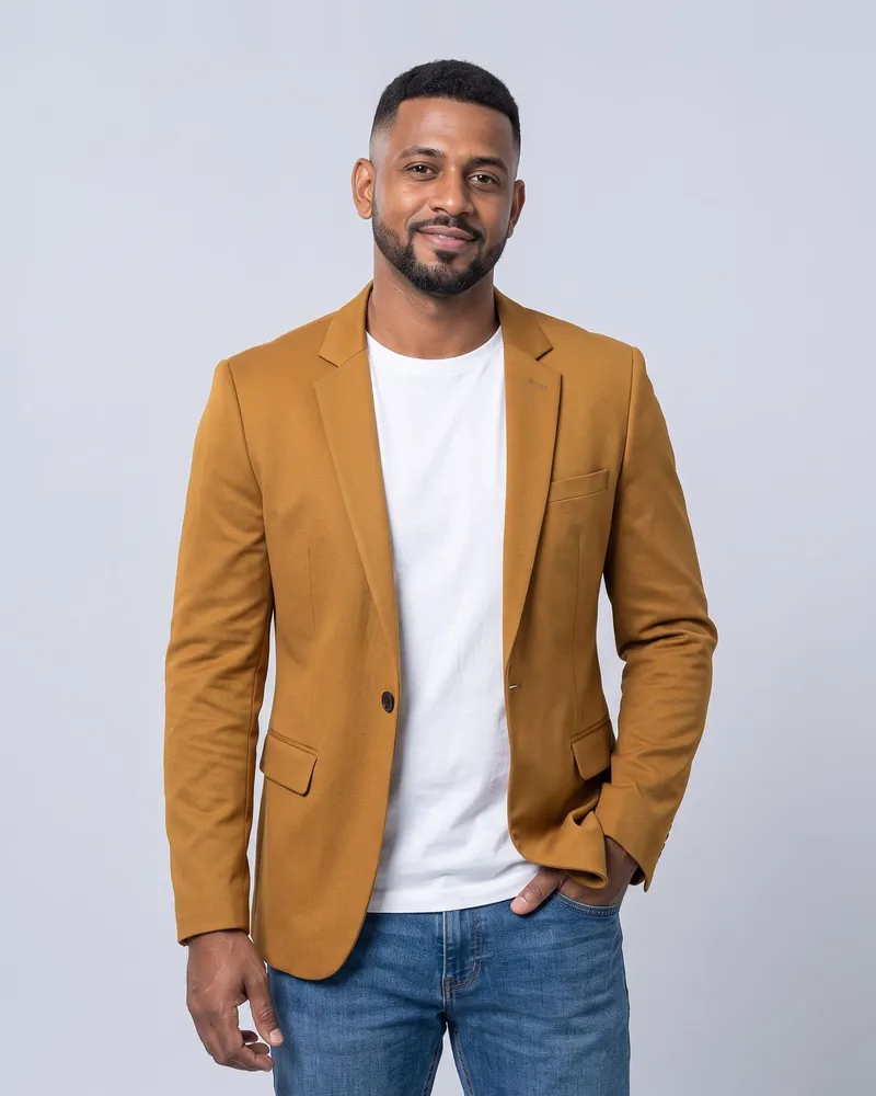 Blazer Masculino Slim em Sarja Ocre na LF Ternos