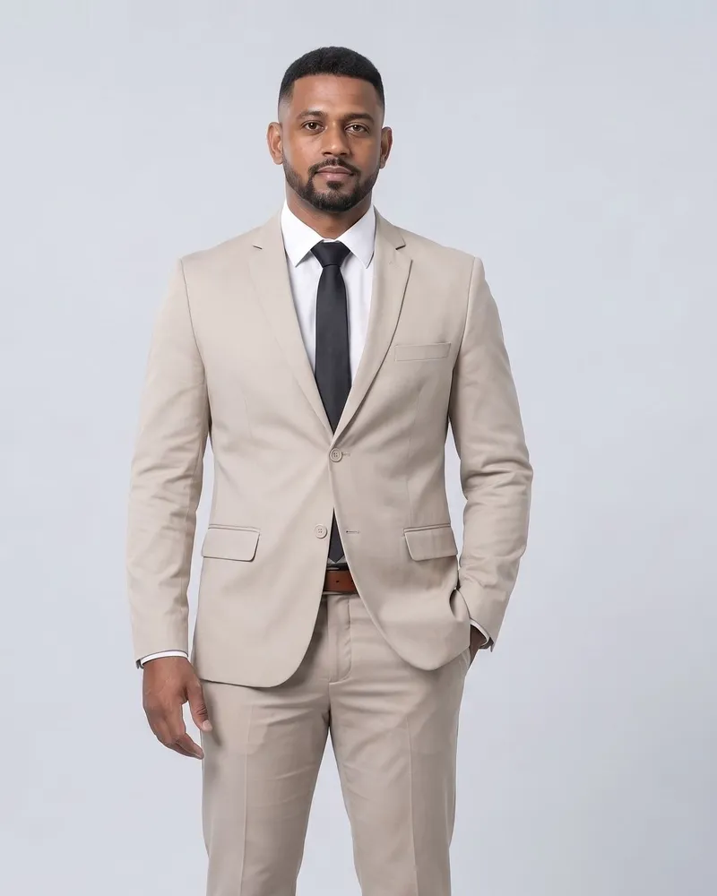 Costume Masculino Slim em Gabardine Bege na LF Ternos