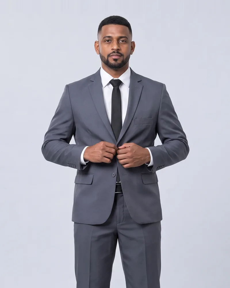 Costume Masculino Oxford Corte Tradicional Chumbo na LF Ternos