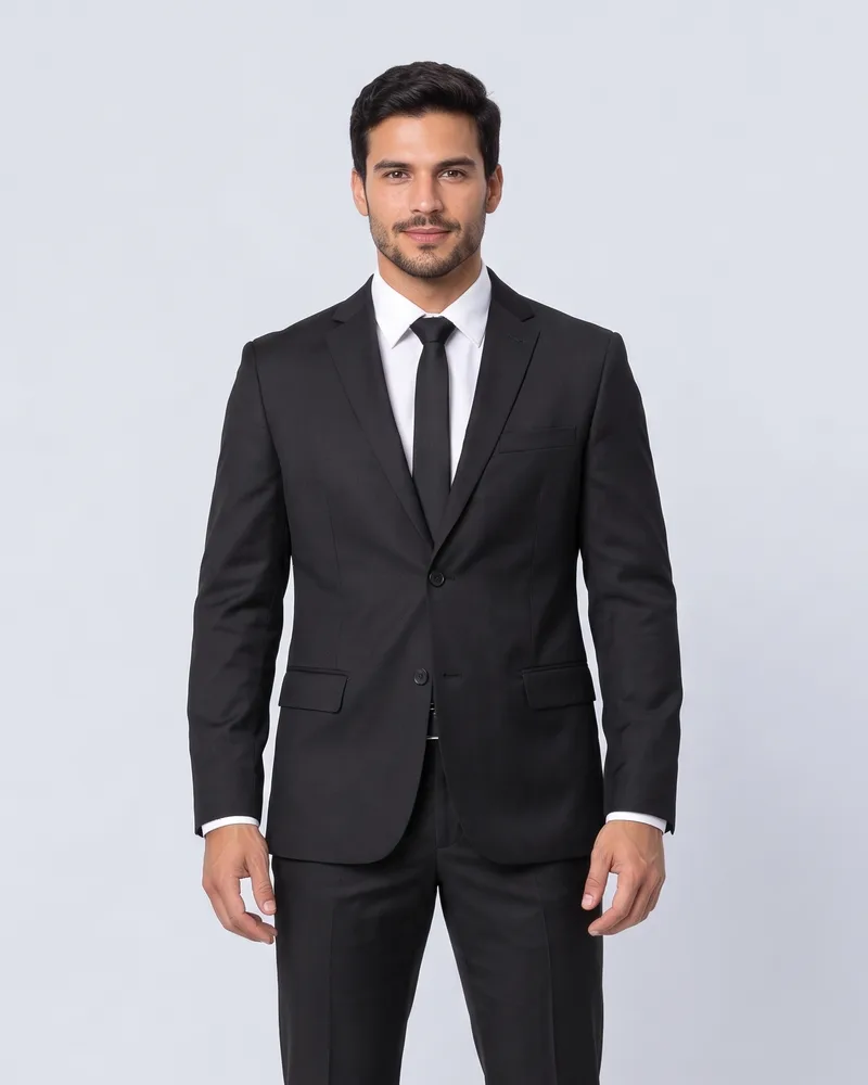 Costume Masculino Oxford Corte Tradicional Preto na LF Ternos